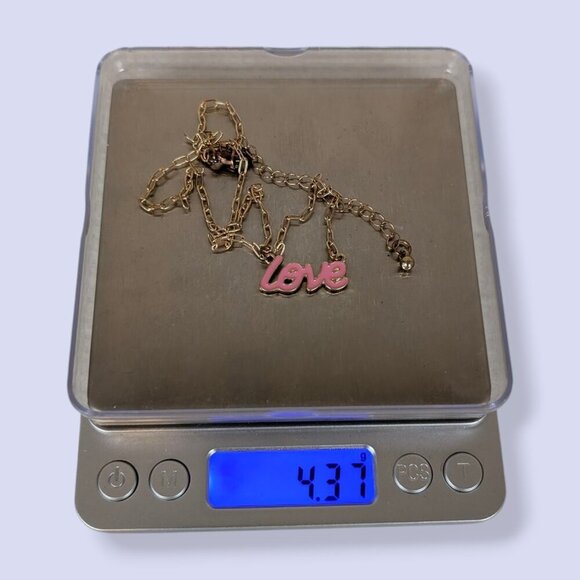(2/$20) Pink Enamel "Love" Necklace - Picture 5 of 5